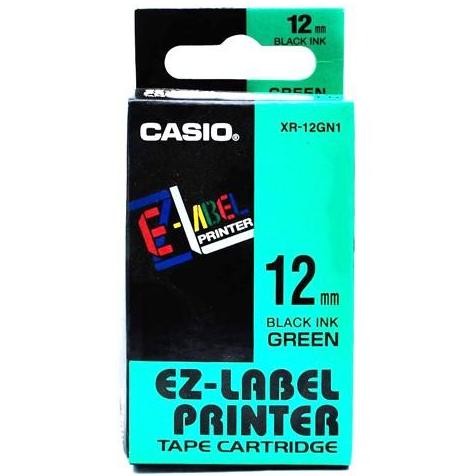 

Casio Ez Label Printer Xr-12Gn1 12Mm Black On Green Label Printer Tape New Stok