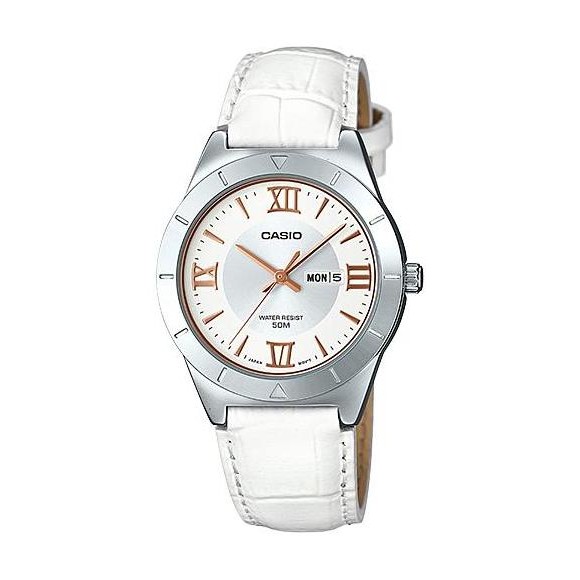 Casio Analaog Jam Tangan Wanita Kulit Putih LTP-1410L-7A1 Original