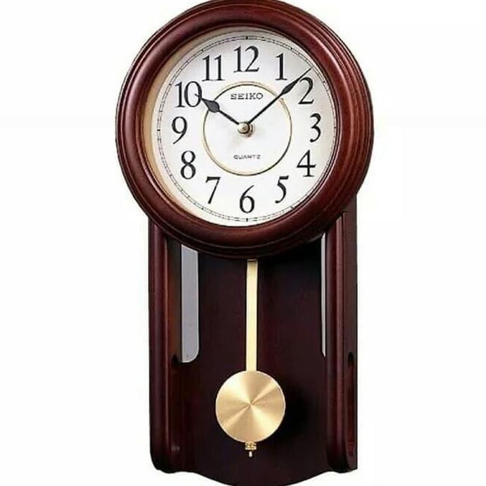 Jam Dinding SEIKO Kayu Bandul Japan QXC105B QXC105 Brown Original