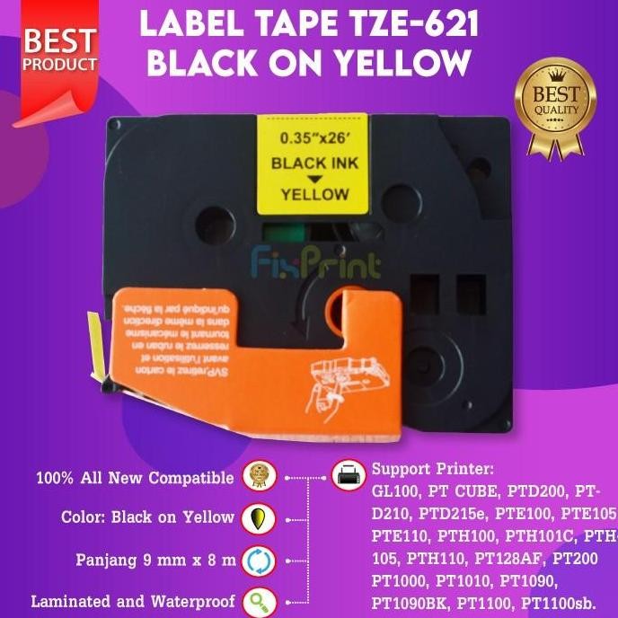 

Tze-621 Label Tape 9Mm Black On Yellow Tze621 Tze 621 Casette New Stok