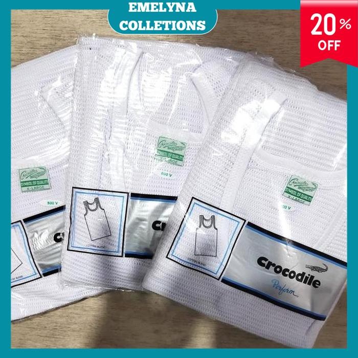 SINGLET CROCODILE JALA PUTIH, SINGLET JALA CROCODILE, ORIGINAL, ASLI    BY EMELYNCOLLECTIONS PRODUK 