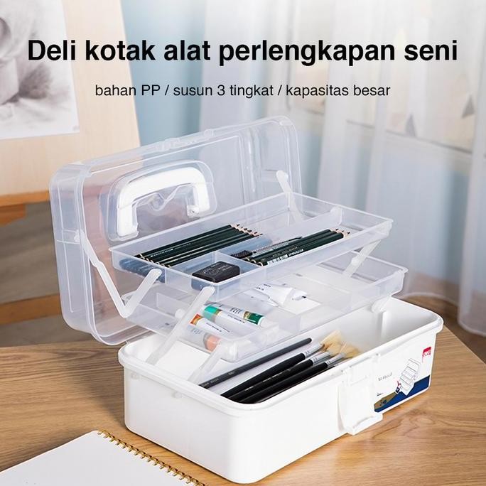 

KOTAK ALAT GAMBAR DELI LARGE ART TOOLBOX 68302/68303 - PLASTIK PUTIH SERBAGUNA ASLI
