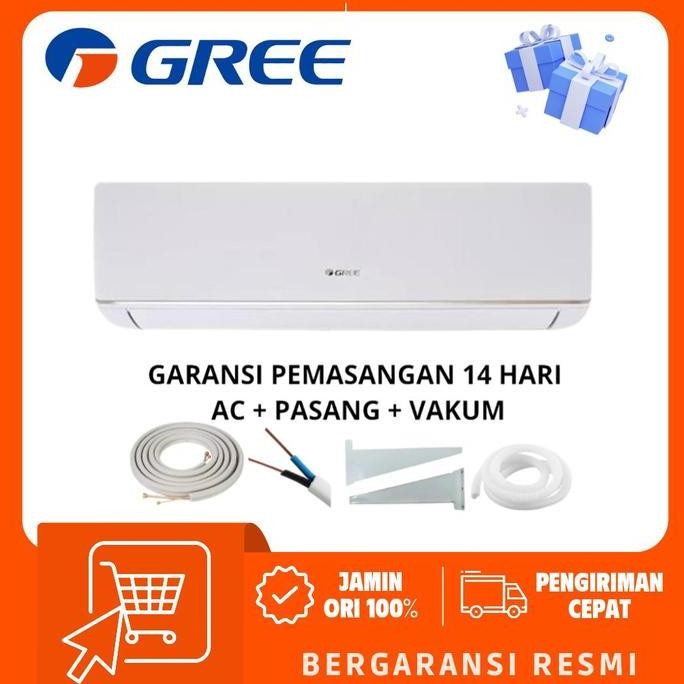 baru ac gree gwc-09moo5s 1pk + pasang - ac split gree low watt deluxe 1pk r32