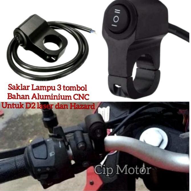 tersedia saklar on off on 3 fungsi untuk hazard + lampu laser stang motor