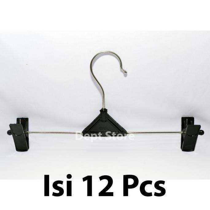 GANTUNGAN JEPIT PLASTIK BESI 1 LUSIN HANGER CELANA JEANS DAN BAJU ASLI