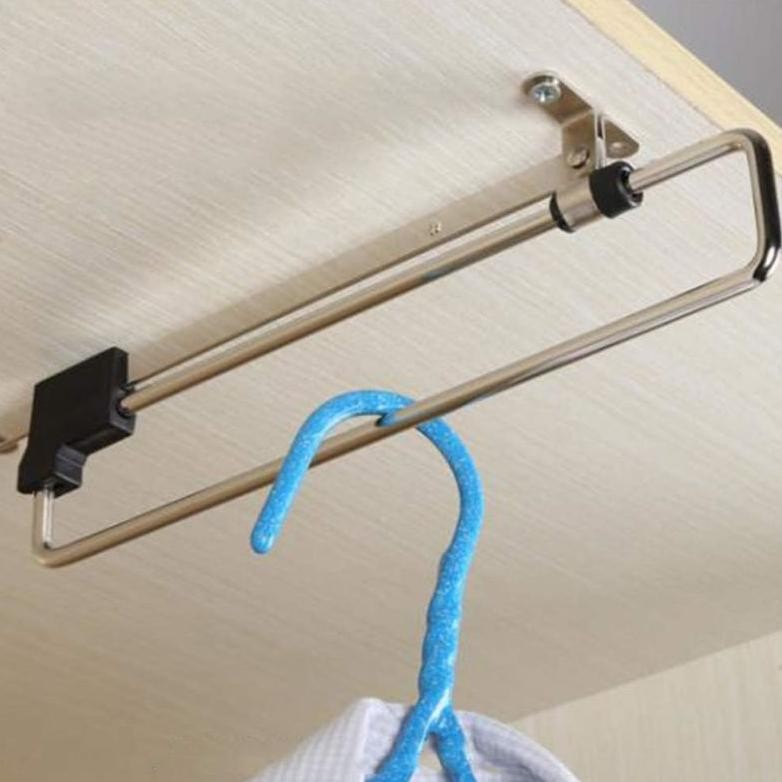 Gantungan Baju Tarik Rel Gantungan Teleskopik Gantungan Baju Rel Serbaguna Gantungan Baju Lemari Tar
