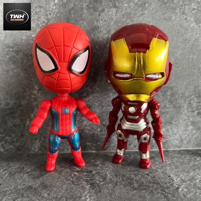 Mainan Figur Spiderman Ironman Twh Topper Kue Action Figures Figure