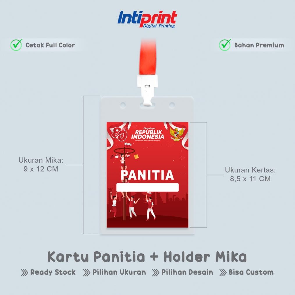 

Terlaris Cetak Kartu Panitia Name Tag Set Custom / Print Id Card Panitia Lomba 17 Agustus Hut Ri Kemerdekaan
