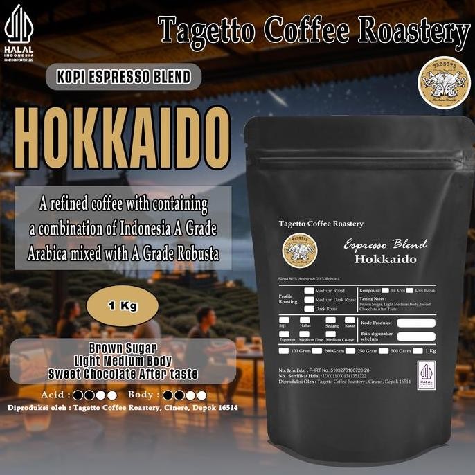 

READY TAGETTO ESPRESSO BLEND HOKKAIDO 1KG - BIJI & BUBUK KOPI 80% ARABIKA 20% ROBUSTA