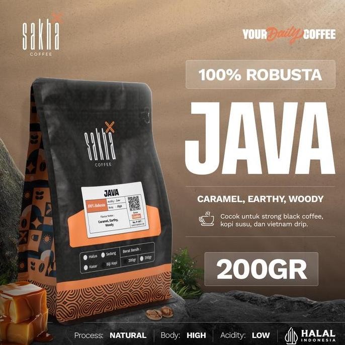 

READY BIJI KOPI ROBUSTA JAVA ORIGIN 200G - SAKHA ROASTERY FRESH ROASTED COFFEE BEANS