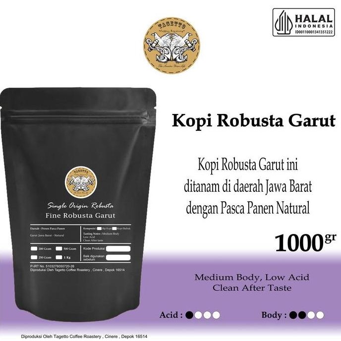 

READY BIJI KOPI ROBUSTA GARUT FINE 1KG | BIJI & BUBUK KOPI TAGETTO COFFEE