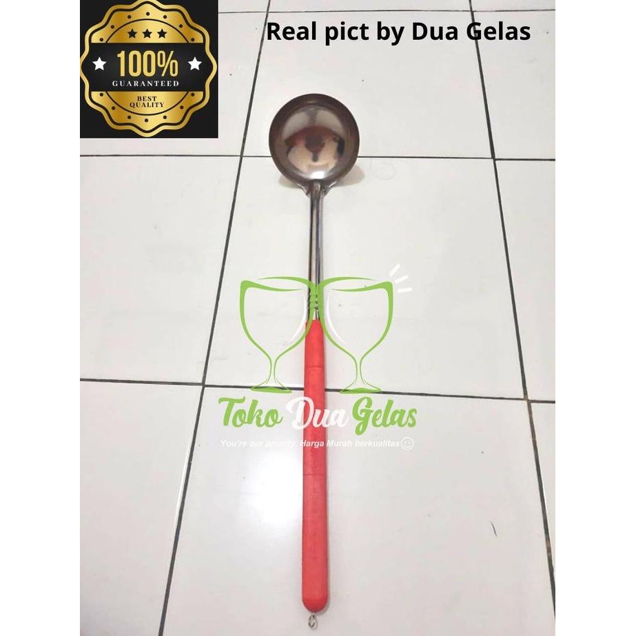 Diskon Centong Kuah Stainless Sendok Irus Sayur Bakso Panjang 40cm Peralatan Dapur