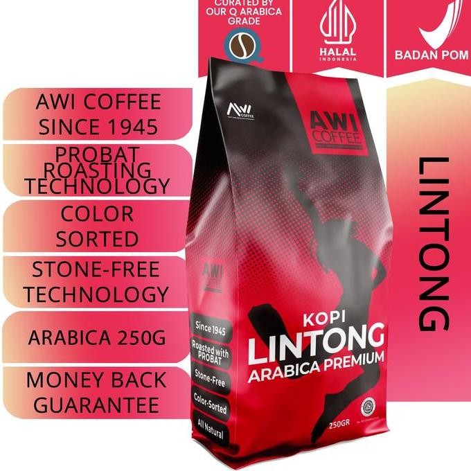 

READY KOPI ARABIKA LINTONG AWI COFFEE 250GR | ROASTED BEAN GRADE 1 | ESPRESSO V60 LATTE