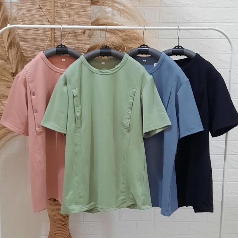 Nursing Basic Tshirt/Kaos  Ibu Menyusui / Busui Bukaan Kanan Kiri Lengan Pendek Bahan Babyterry