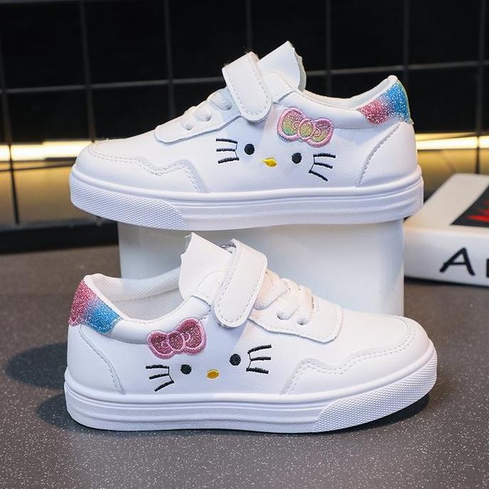 [ SHS store ] 1001 Sepatu Sneakers Anak Perempuan HK Glitter Kartun Hello Kitty