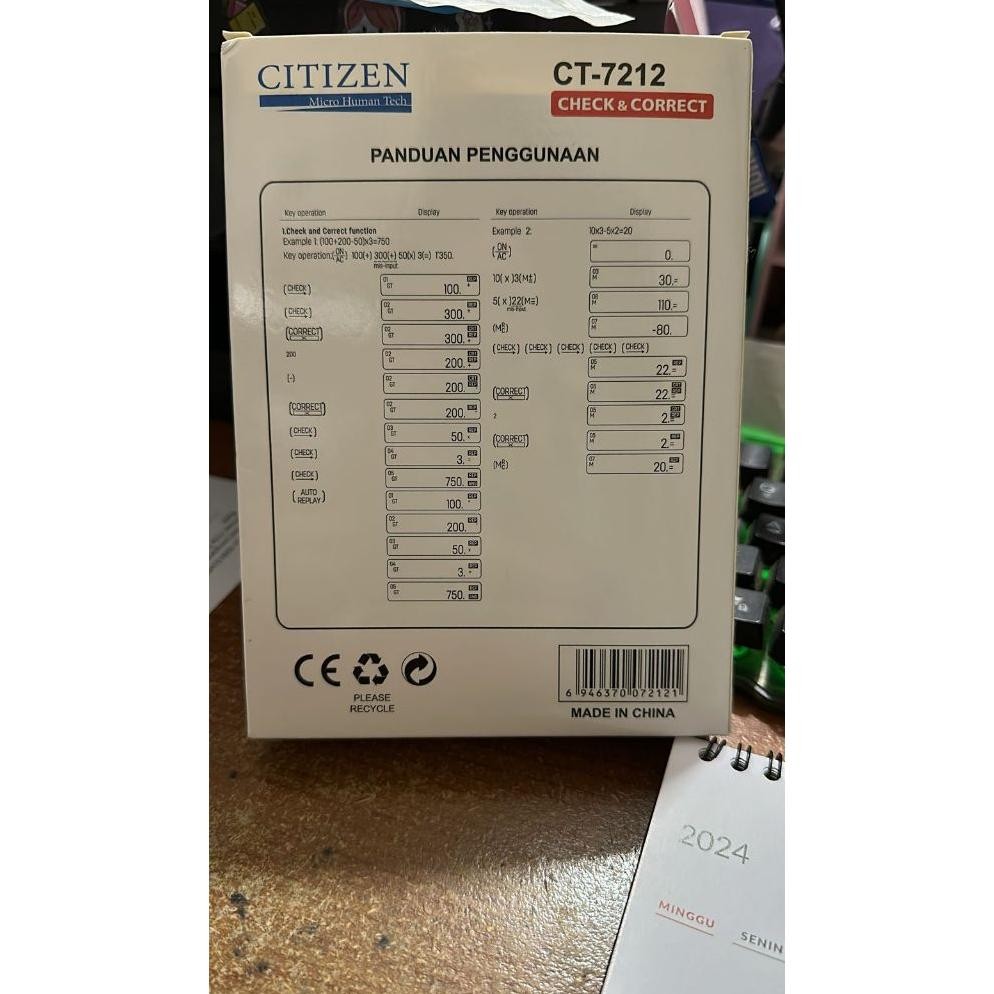 

Kalkulator Citizen type CT-7212 - Calculator Citizen 12 Digit 2 Layar CT 7212 RB2