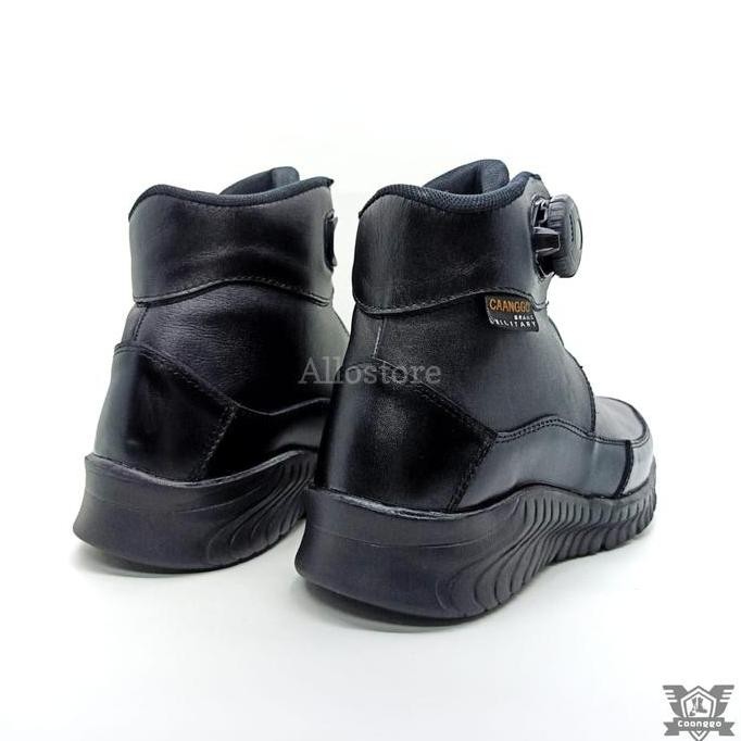 sepatu pdl pendek tali putar 100% kulit asli sepatu pdl lantas terbaru original caanggo Boots Hitam