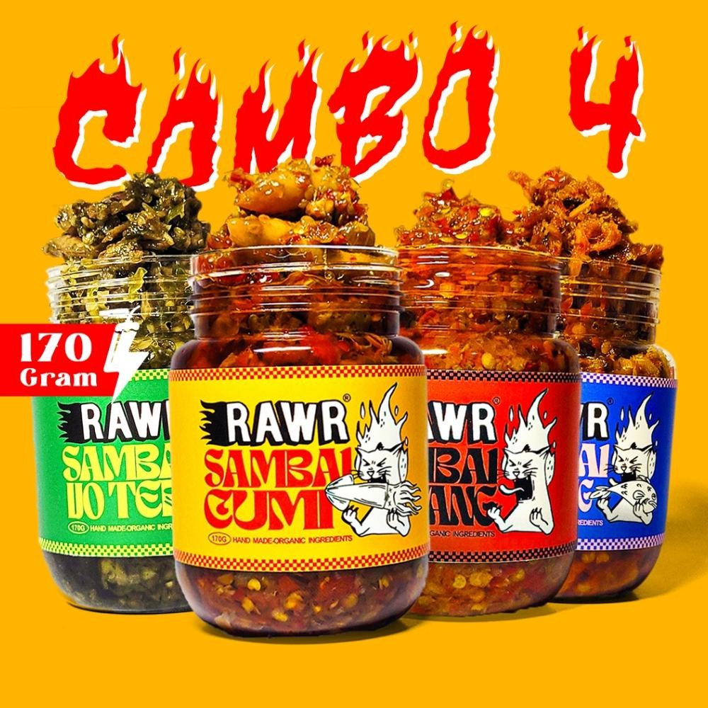 

Rawr Sambal - Paket Hemat Combo 4 Sambal Cumi/Bawang/Cakalang/Ijo Teri Nugi