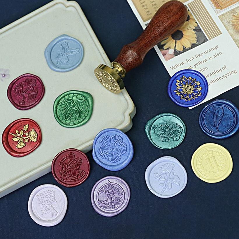 

Retro Seal Wax Beads Set Handle DIY Wax Beads Scrapbook Stempel Sealing Lilin Segel Wax Stempel Undangan Stempel Pernikahan RB3