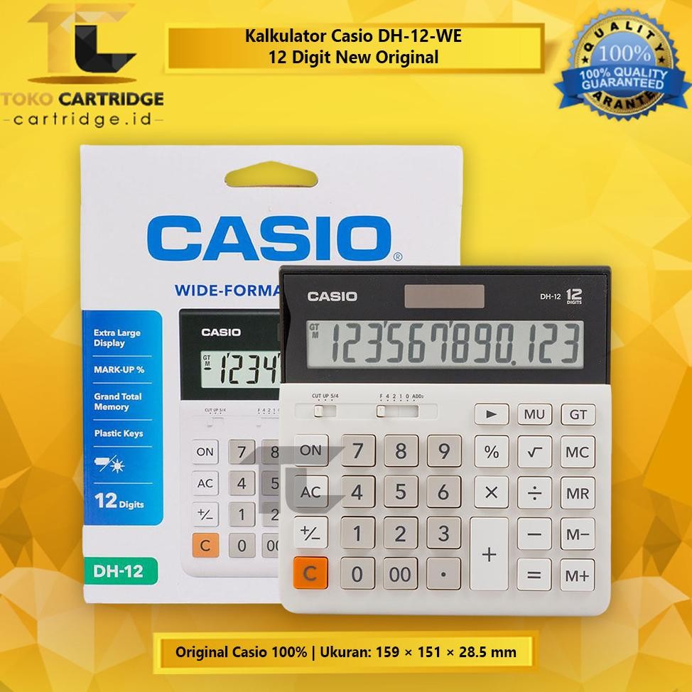 

Calculator Casio DH-12 BK White 12 Digits Kalkulator DH 12 Black White 12 Digit Dekstop Calculator Garansi Resmi Original RB2