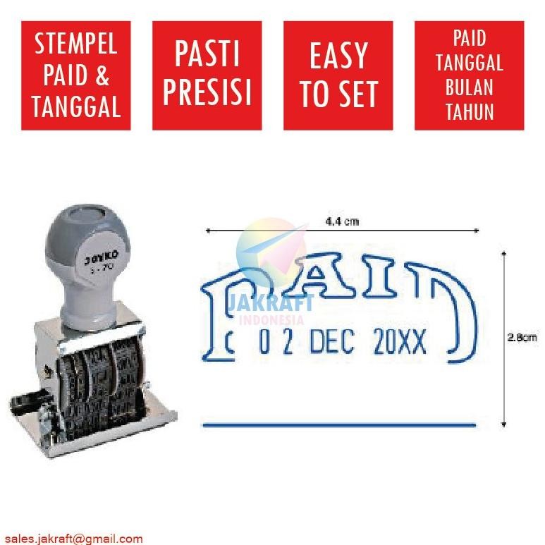 

[JIB] BAYAR "PAKET Stempel Paid & Tanggal Date Stamp S-70 JOYKO Artline Pyramid & Stamp Pad Besar JOYKO No.1 Bak Bantal Tinta Ink Stempel Big - No.0 & Tinta Refill Bak Stempel (Biru/Merah) 50 cc JOYKO SPI-12 Stamp Pad Ink " RB3