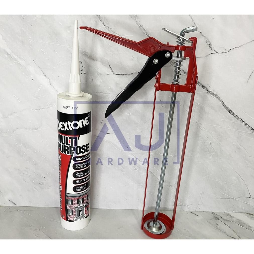 

Dextone Lem Silicone Sealant Lem Kaca Akuarium Alumunium beserta Alat Tembak