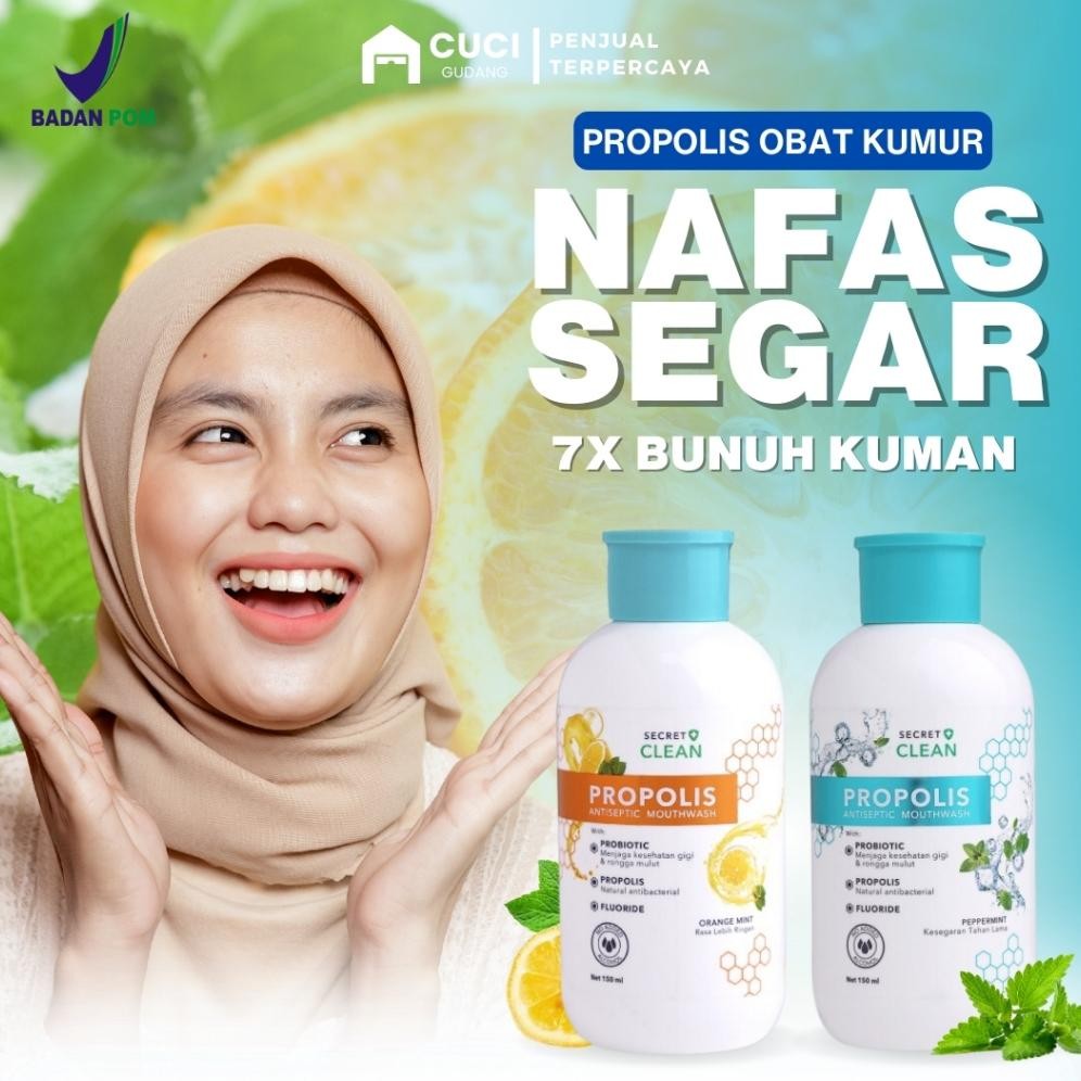 [ORIGINAL] Propolis Antiseptic Mouthwash - Propolis Obat Kumur Mouthwash Secret Clean Pembersih Pero