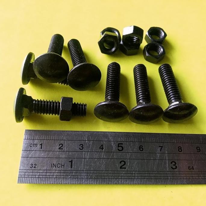 BAUT MUR CB 5/8 x 1 1/2 " INCHI / BAUT M16 PANJANG 4CM / BAUD CB HITAM / BAUT PAGAR GRC BAUT PAYUNG 