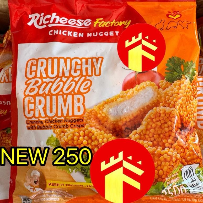 

RICHEESE CRUNCHY BUBBLE CRUMB 250 GR CHICKEN NUGGET NAGET CRISPY RICHEESE RECHEESE NAGET BUBBLE Nugi