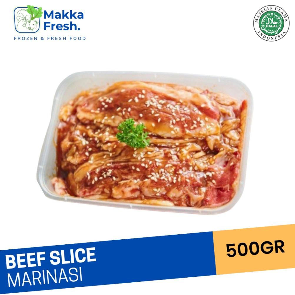 

Beef Slice Marinasi Irisan Tipis Daging Sapi 500 Gram Grill Nugi