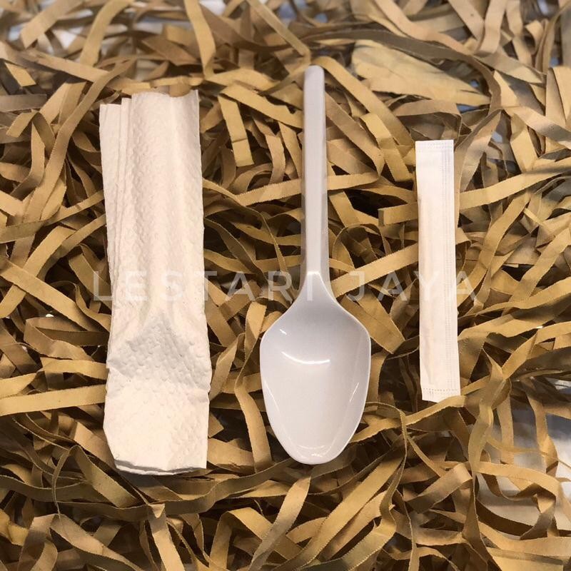 Kkim Sendok Set Catering Sendok Plastik Tisu Tusuk Gigi Set - Disposible Cutleries Set Untuk Caterin