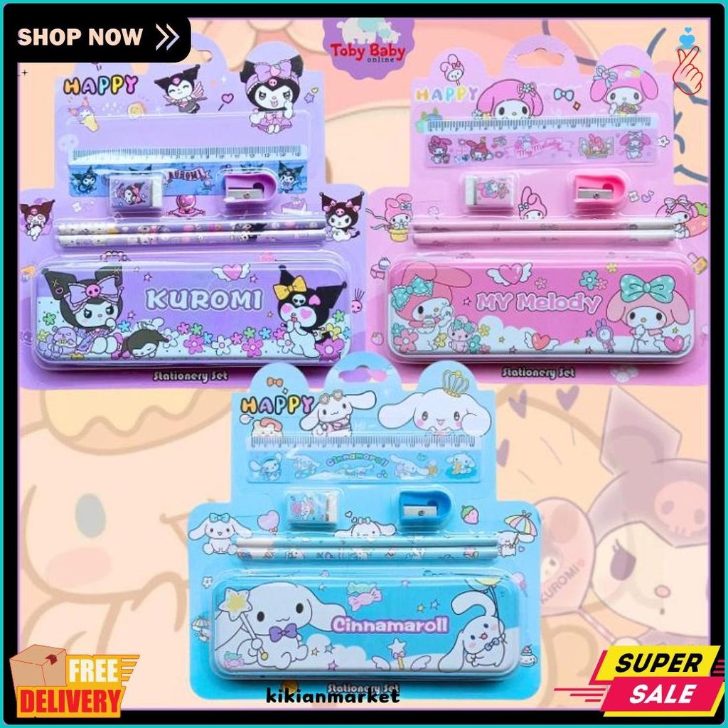 

Stationary Set Alat Sekolah 6 In 1 Lengkap Lucu Kado Ulang Tahun Motif Sanrio Kuromi Cinamon Melody Flash Sale! Diskon Hingga 70%