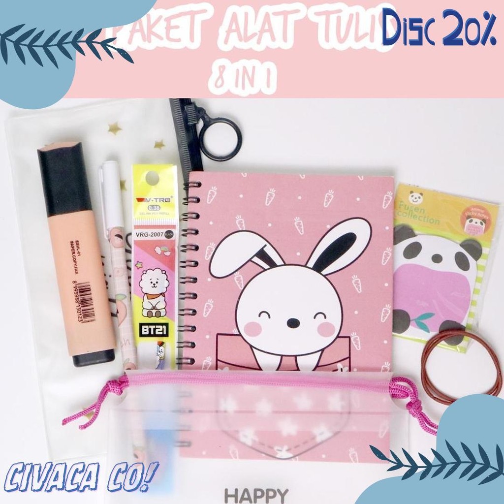 

Paket Alat Tulis 8In1 / Stationery Set / Alat Tulis Set Diskon Setengah Harga