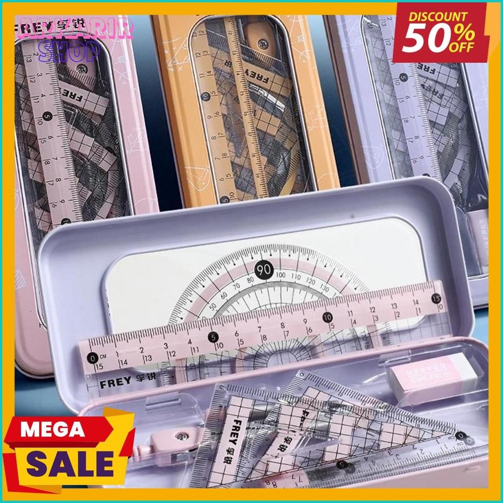 

[Cod] 1 Set 7 Pcs Set Penggaris Set Kompas /Set Matematika /Jangka Set /Compass Set Sekolah Premium Ruler Hadiah Siswa Kotak Besi Diskon Setengah Harga