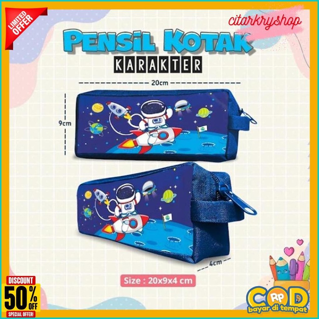 

Tempat Pensil Kotak Panjang Astronot Bahan Kanvas Diskon Setengah Harga