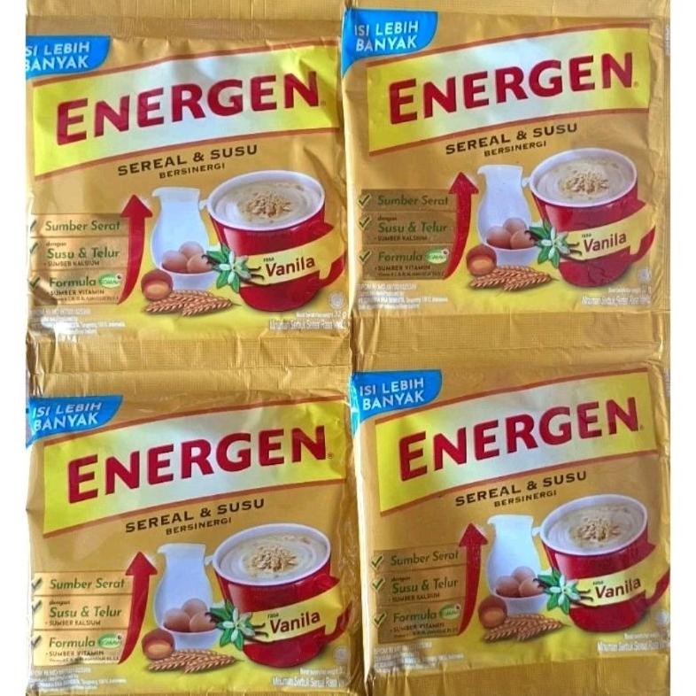 

Energen Vanilla, Coklat, Kurma, Champion, 1 renteng isi 10pcs Nugi