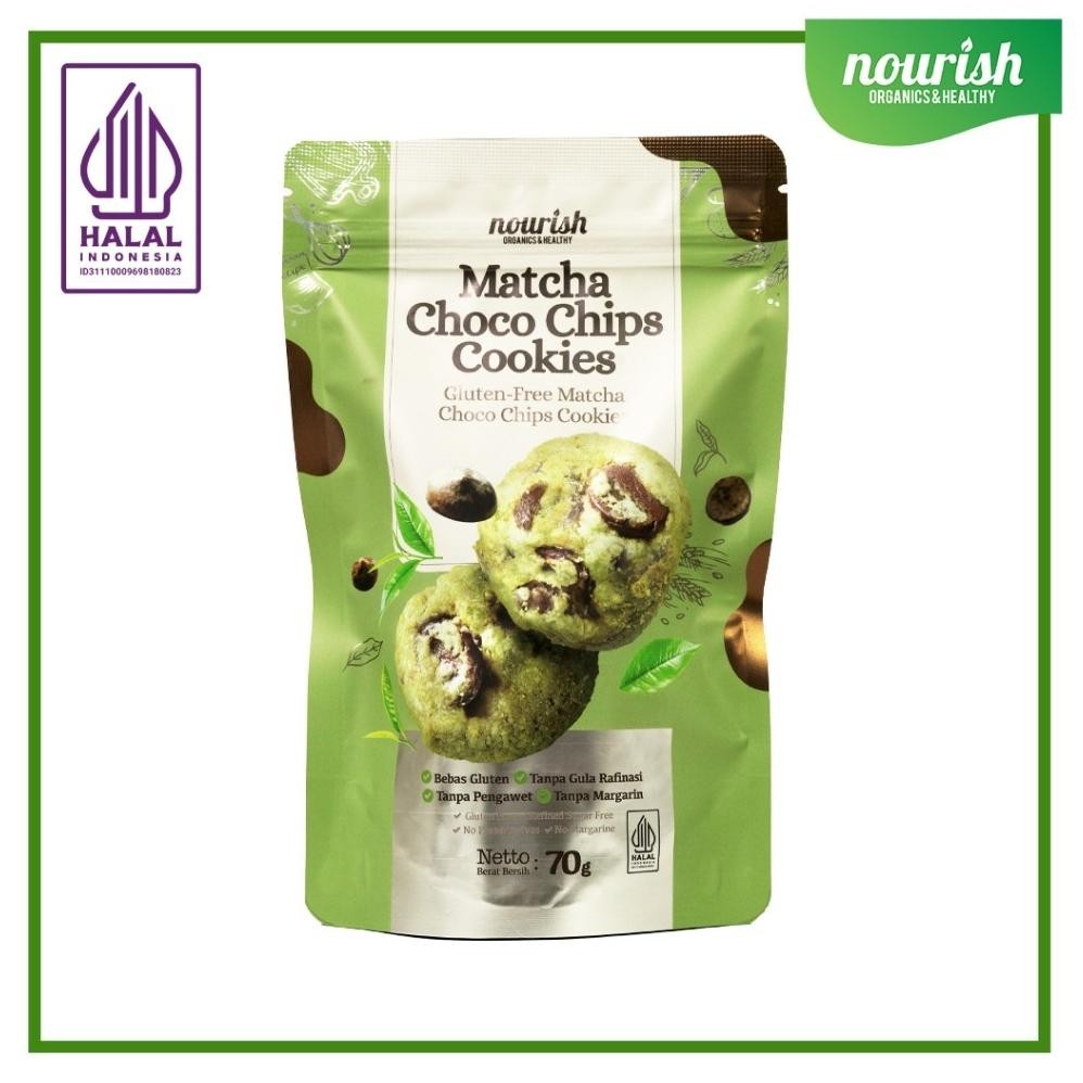 

Matcha Choco Chips Cookies - Gluten Free Matcha Cookies 70gr Nugi