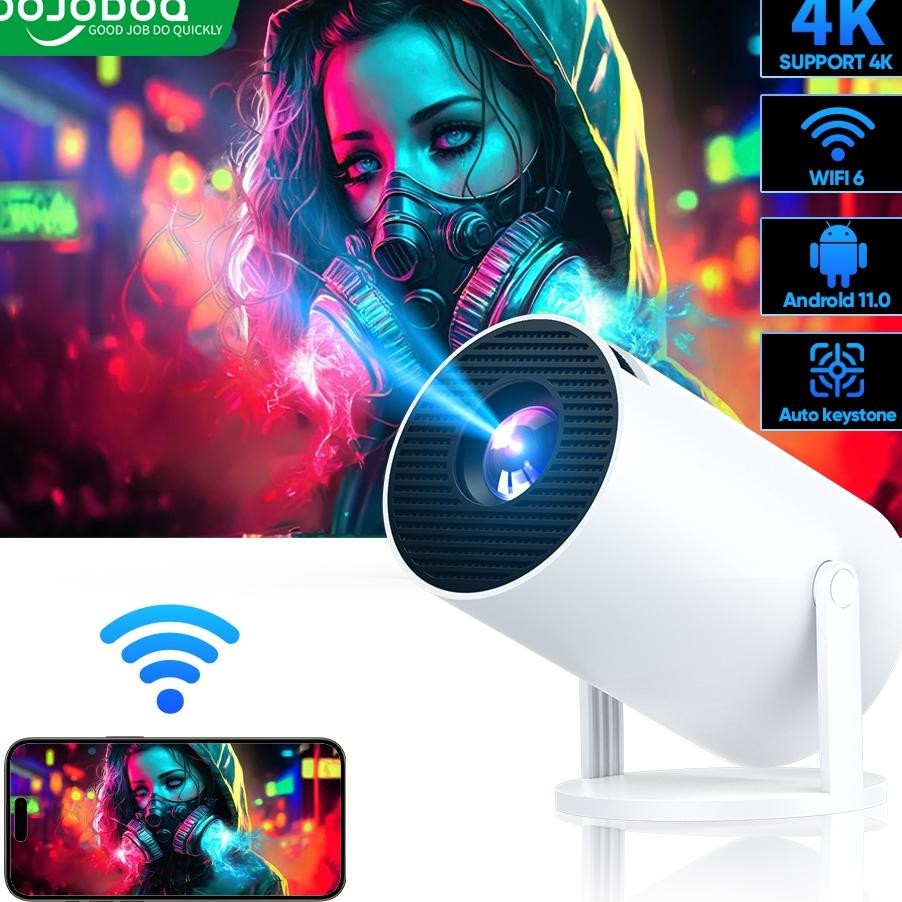 Goojodoq Proyektor Android 4K Wifi Bluetooth Projector Android Mini Proyektor Proyektor Mini Infocus