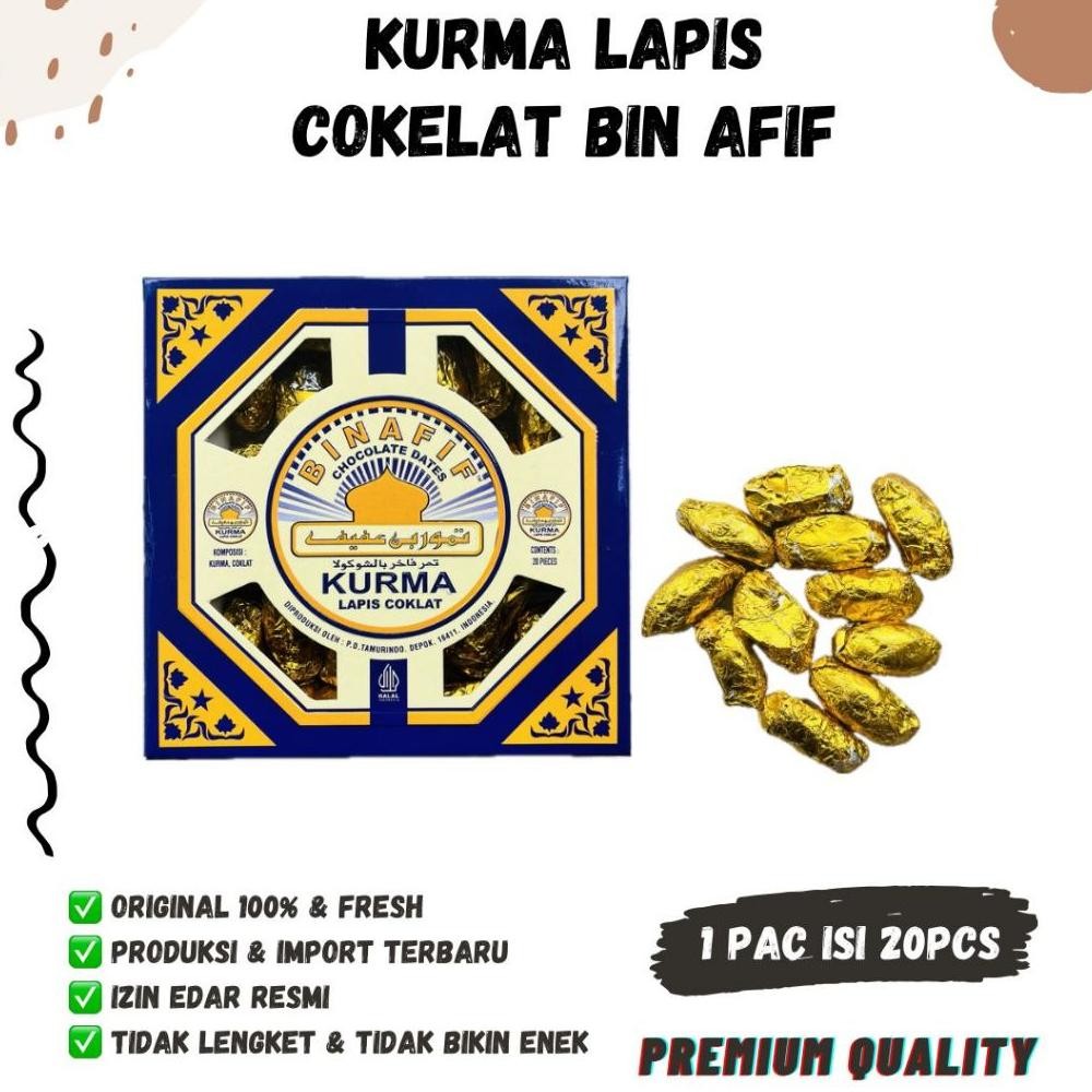 

KURMA LAPIS COKLAT BIN AFIF isi 20pc KurCok Cokelat Korma Chocolate Dates Binafif CokKur Hadiah Oleh Nugi