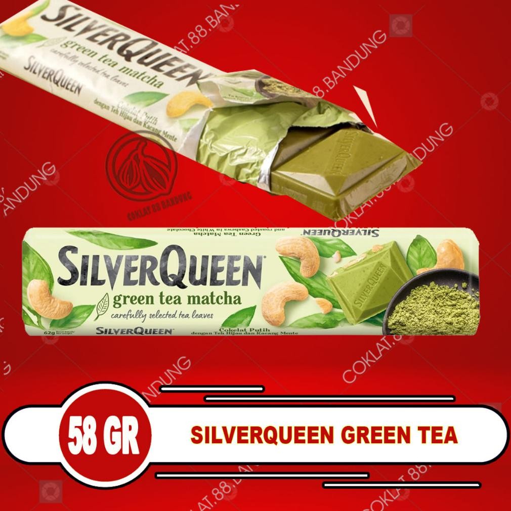 

SILVERQUEEN GREEN TEA 58GR, SILVER QUEEN 58 GRAM MATCHA 58G COKLAT, COKELAT SILVERQUEEN BESAR 58 GR Nugi