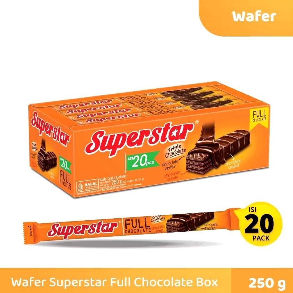 

Superstar Triple Chocolate Box | Isi 20 Pcs @ 12.5 g | Mayora Nugi