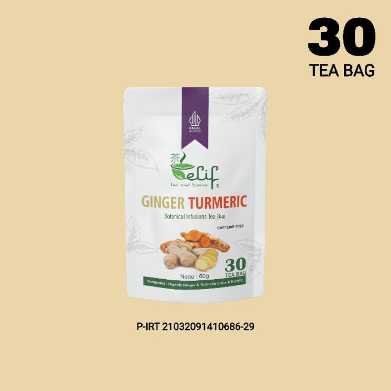 

ELIF TEA AND TISANE Ginger Turmeric Tea | Teh Jahe Kunyit | 30 Tea Bag Nugi
