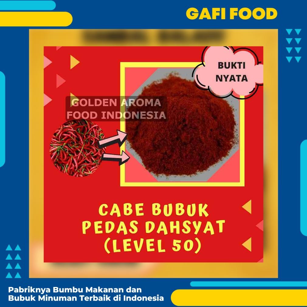 

Cabe Bubuk Pedas Dahsyat Level 50 1 Kg untuk Makaroni Kimchi Keripik Seblak Baso Aci Pedas Halal Nugi