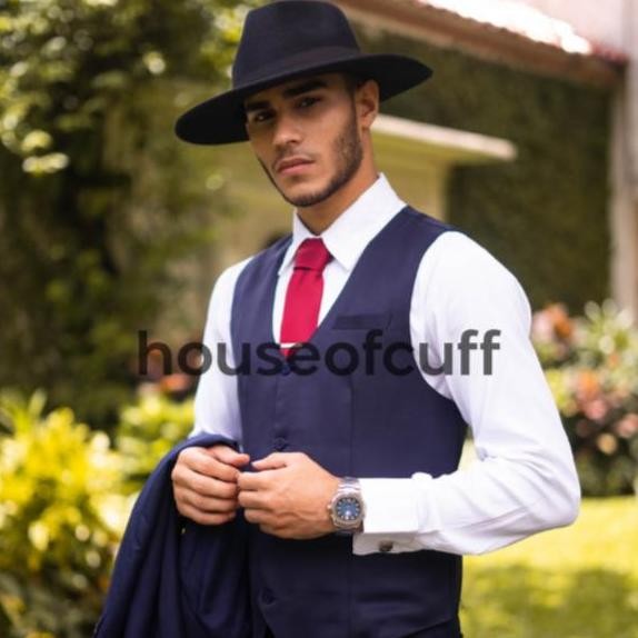 Diskon Houseofcuff Rompi Formal Biru Navy Waistcoat Pria Tuxedo Wedding Premium