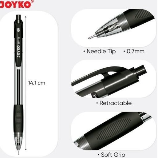 

(12Pc) Pulpen / Pen Joyko Bp 56 Needle Tip Jarum 0.7Mm
