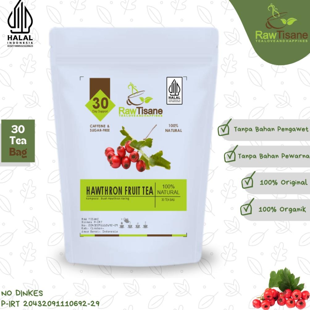 

RAW TISANE Hawthorn Fruit Tea : Teh Celup Buah Hawthorn Berry Isi 30 Tea Bag Nugi