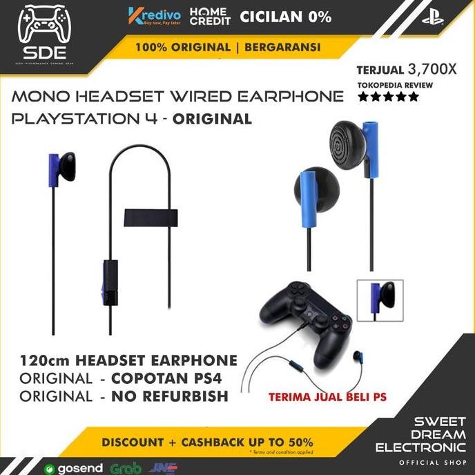siap kirim headset mono original ps4 - earphone kabel resmi sony playstation 4