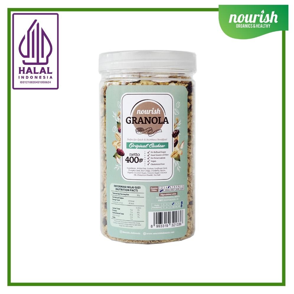 

Nourish Granola Original Cashew - Kacang Mede (Bebas Kolesterol, Tinggi Serat, Vegan) 400gr Nugi