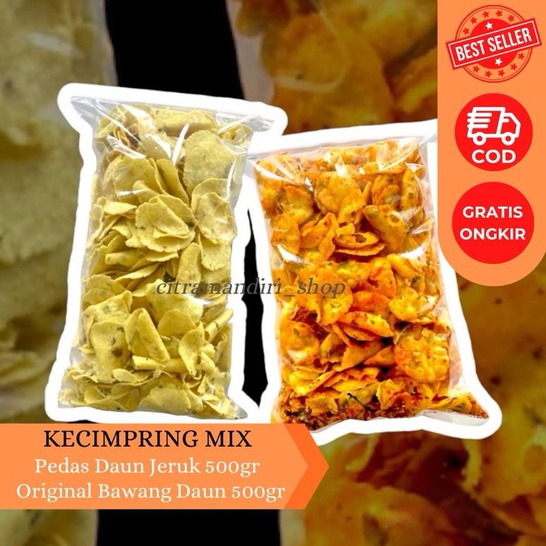 

KECIMPRING MIX 2 Rasa ORIGINAL BAWANG DAUN 500GR & PEDAS DAUN JERUK 500GR Nugi