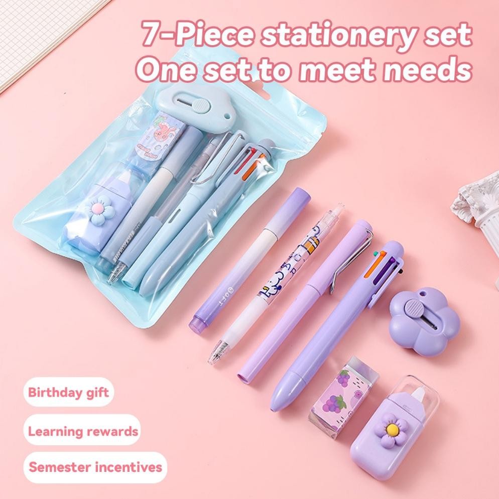

Fb-4 [Cod] Set 7-Piece-Set Set Alat Tulis Kawaii Paket Hadiah Perlengkapan Sekolah Lucu Berbagai Macam Alat Tulis, Bahan Plastik Tahan Lama Fb-4